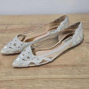 Badgley Mischka Gigi Womens 7. 5 Pointed Toe Flats Crystal Evening Wedding Shoes
